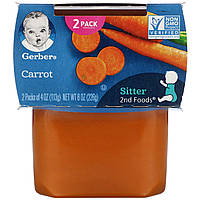 Детское пюре Gerber, Carrot, 2 Pack, 4 oz (113 g) Each - Оригинал