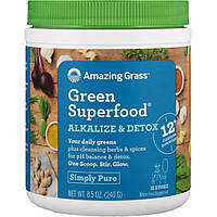 Смесь зелени Amazing Grass, Green Superfood, добавка для снижения кислотности и выведения токсинов, 240 г