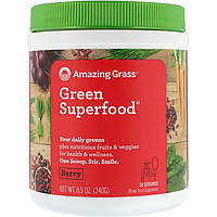 Смесь зелени Amazing Grass, Green Superfood®, смесь из суперпродуктов с ягодным вкусом, 240 г (8,5 унции) -