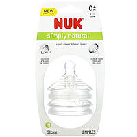 NUK, Simply Natural, Slow Flow Bottle Nipples, 0+ Months, 2 Nipples - Оригинал