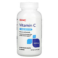 Аскорбиновая кислота GNC, Vitamin C with Citrus Bioflavonoids, Timed-Release, 1,000 mg, 90 Vegetarian Caplets