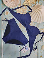 Однотонний жіночий купальник великого розміру 56 58 укр темно-синій