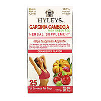 Лечебные чаи HYLEYS, Garcinia Cambogia with Green Tea, Cranberry, 25 Tea Bags, 1.32 oz (37.5 g) - Оригинал