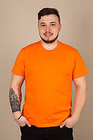Футболка чоловіча стильна однотонна GBI Стандарт (Бавовна) Помаранчевий розмір S (12549)