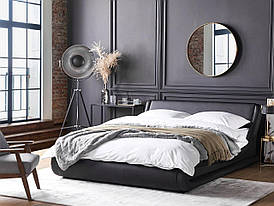 Шкіряне ліжко розміру "king-size", європейський стандарт, чорний AVIGNON