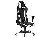 Офисный стул с откидной спинкой из искусственной кожи, черный с белым GAMER