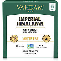 Белый чай Vahdam Teas, White Tea, Imperial Himalayan, 15 Tea Bags, 1.06 oz (30 g) - Оригинал