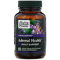 Препарат на основе трав Gaia Herbs, Adrenal Health, ежедневная поддержка, 60 веганских жидких фито-капсул -