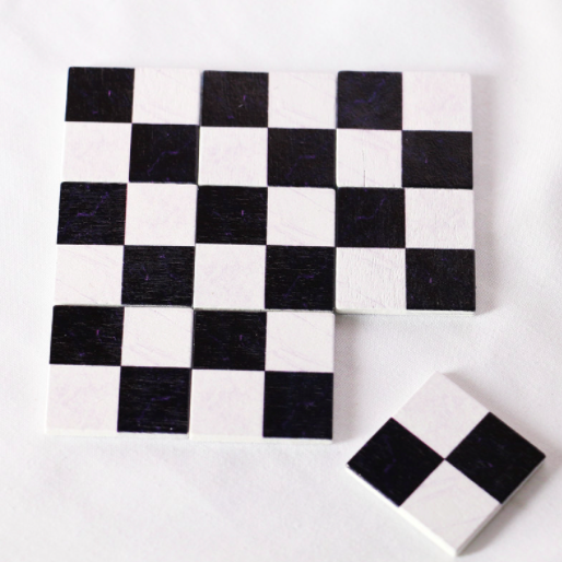 Набірна підлога 3*3 см Біла з Чорним та фіолетовим відтінком 9 шт, фото 1