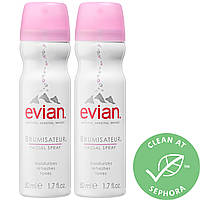 Мист эссенция Evian Brumisateur Natural Mineral Water Facial Spray Travel Duo 2 x 1.7 oz/ 50.28 mL - Оригинал