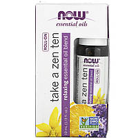 Ароматизатор Now Foods, Essential Oils, Take a Zen Ten Roll On, 1/3 fl oz (10 ml) - Оригинал