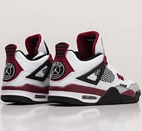 41-45 Nike PSG Air Jordan 4 Retro кроссовки кожаные Найк Джордан 4 белые с фиолетовым