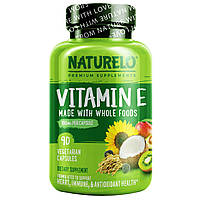 NATURELO, Витамин E, сделанный из цельных продуктов, 180 мг, 90 вегетарианских капсул - Оригинал