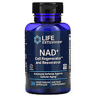 Life Extension, NAD+ Cell Regenerator, с ресвератролом, 30 вегетарианских капсул - Оригинал