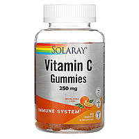 Solaray, Жевательные конфеты с витамином C, натуральный апельсин, 125 мг, 60 жевательных конфет - Оригинал
