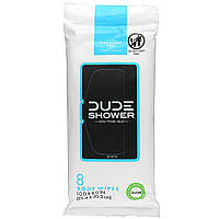 Dude Products, Салфетки для душа, On-The-Go, без отдушек, 8 салфеток для тела - Оригинал