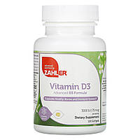 Zahler, Витамин D3, улучшенная формула D3, 75 мкг (3000 МЕ), 120 мягких таблеток - Оригинал