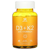 Sports Research, Витамины D3 и K2, смесь 2 в 1, ягодное ассорти, 60 жевательных таблеток - Оригинал