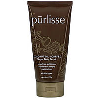 Purlisse, Coconut Oil + Coffee, Sugar Body Scrub, 6 oz (170 g) - Оригинал