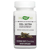 Nature's Way, DGL Ultra, Extra Strength для облегчения пищеварения, немецкий шоколад, 75 мг, 90 жевательных