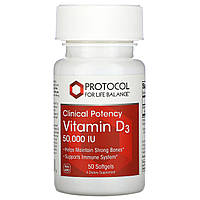 Protocol for Life Balance, Vitamin D3, Clinical Potency , 50,000 IU, 50 Softgels - Оригинал