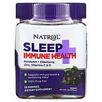 Natrol, Sleep + Immune Health, Berry, 50 жевательных таблеток - Оригинал