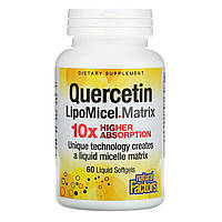 Natural Factors, кверцетин, в мицеллярной форме LipoMicel, 60 капсул с жидким содержимым - Оригинал