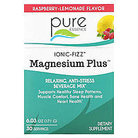 Pure Essence, Ionic-Fizz, Magnesium Plus, малиновый лимонад, 30 пакетиков по 0,2 унции (5,7 г) каждый -