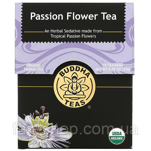 Buddha Teas, Organic Herbal Tea, пассифлора, 18 чайных пакетиков, 27 г ...