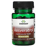 Swanson, Resveratrol, Cardiovascular, 100 mg, 30 Capsules - Оригинал