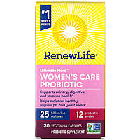 Renew Life, Ultimate Flora, пробиотик Women's Care для женского здоровья, 25 млрд живых культур, 30