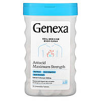 Genexa, антацид максимальной силы, органические ягоды и ваниль, 1000 мг, 72 жевательные таблетки - Оригинал