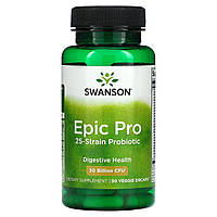 Swanson, Пробиотик Epic Pro с 25 штаммами, для пищеварения, 30 млрд КОЕ, 30 вегетарианских капсул DrCaps -