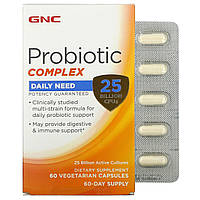 GNC, Probiotic Complex, Daily Need, 25 Billion CFU, 60 Vegetarian Capsules - Оригинал