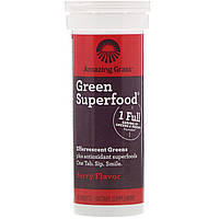 Amazing Grass, Green Superfood, шипучий напиток из зелени, со вкусом ягод, 10 таблеток - Оригинал