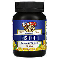 Barlean's, Свіжий улов, харчова добавка з рибім жир Омега-3 EPA / DHA, апельсиновий аромат 100 м'яких капсул, оригінал. Доставка