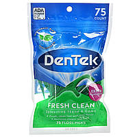 DenTek, Fresh Clean, зубочистка с зубной нитью, средство для гигиены полости рта, 75 зубочисток - Оригинал