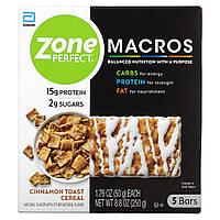 ZonePerfect, MACROS Bars, тосты с корицей, 5 батончиков, 50 г (1,76 унции) - Оригинал