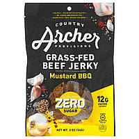 Country Archer Jerky, вяленые чипсы из говядины травяного откорма, без сахара, барбекю с горчицей, 56 г (2