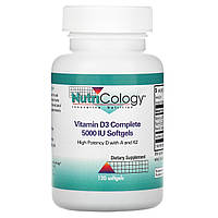 Nutricology, Комплекс витаминов D3, 5000 МЕ, 120 мягких таблеток - Оригинал