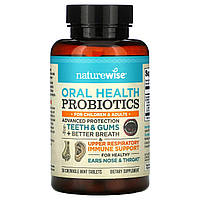 NatureWise, пробиотики для здоровья ротовой полости, для детей и взрослых, со вкусом мяты, 50 жевательных