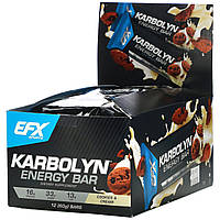 EFX Sports, Karbolyn Energy Bar, печенье и сливки, 12 батончиков, 2,12 (60 г) каждый - Оригинал