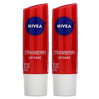 Nivea, Lip Care, Клубника, 2 упаковки по 0,17 унции (4,8 г) каждая - Оригинал