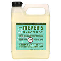 Mrs. Meyers Clean Day, жидкое мыло для рук, сменный блок, базилик, 975 мл (33 жидк. унции) - Оригинал