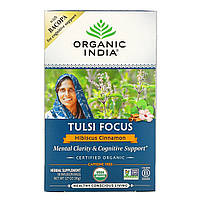 Organic India, Tulsi Focus с бакопой, гибискусом и корицей, без кофеина, 18 пакетиков для настоя, 36 г (1,27