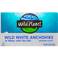 Wild Planet, виловлені в диких умовах білі анчоуси в воде з морський сіллю, 4,4 унц. (125 м, оригінал. Доставка з США/ЄС протягом