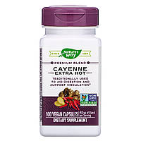 Nature's Way, Cayenne Extra Hot, 100 веганских капсул - Оригинал