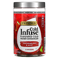 Twinings, Cold Infuse, ароматизатор для холодной воды, арбуз и мята, 12 шт., 30 г (1,06 унции) - Оригинал