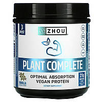 Zhou Nutrition, Plant Complete, веганский протеин для оптимального усвоения, ваниль, 500,8 г (17,7 унции) -