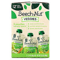 Beech-Nut, Veggies, Variety Pack, етап 2, 9 пакетиків, 99 г (3,5 унції), оригінал. Доставка від 14 днів